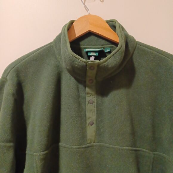 NWT L.L Bean Men's Vintage 1/4 Button Snap Fleece Pullover Spring Green XL Tall - Picture 2 of 9